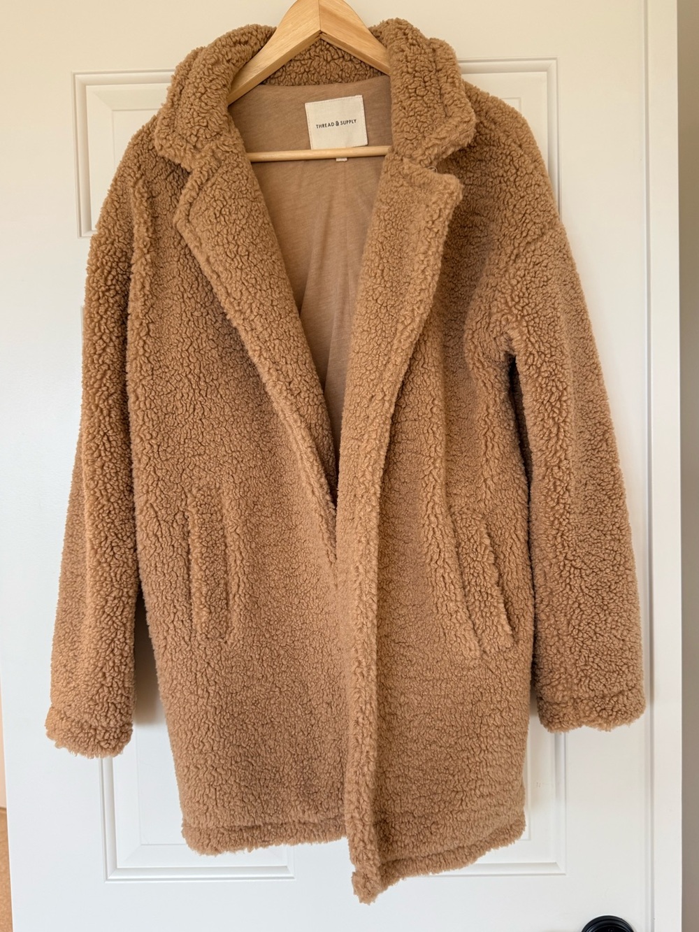 Thread & Supply Teddy Faux Shearling Coat - Camel S